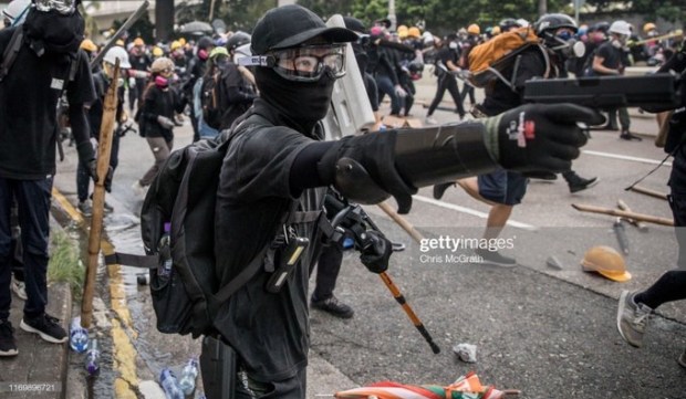 HK protester with a gun